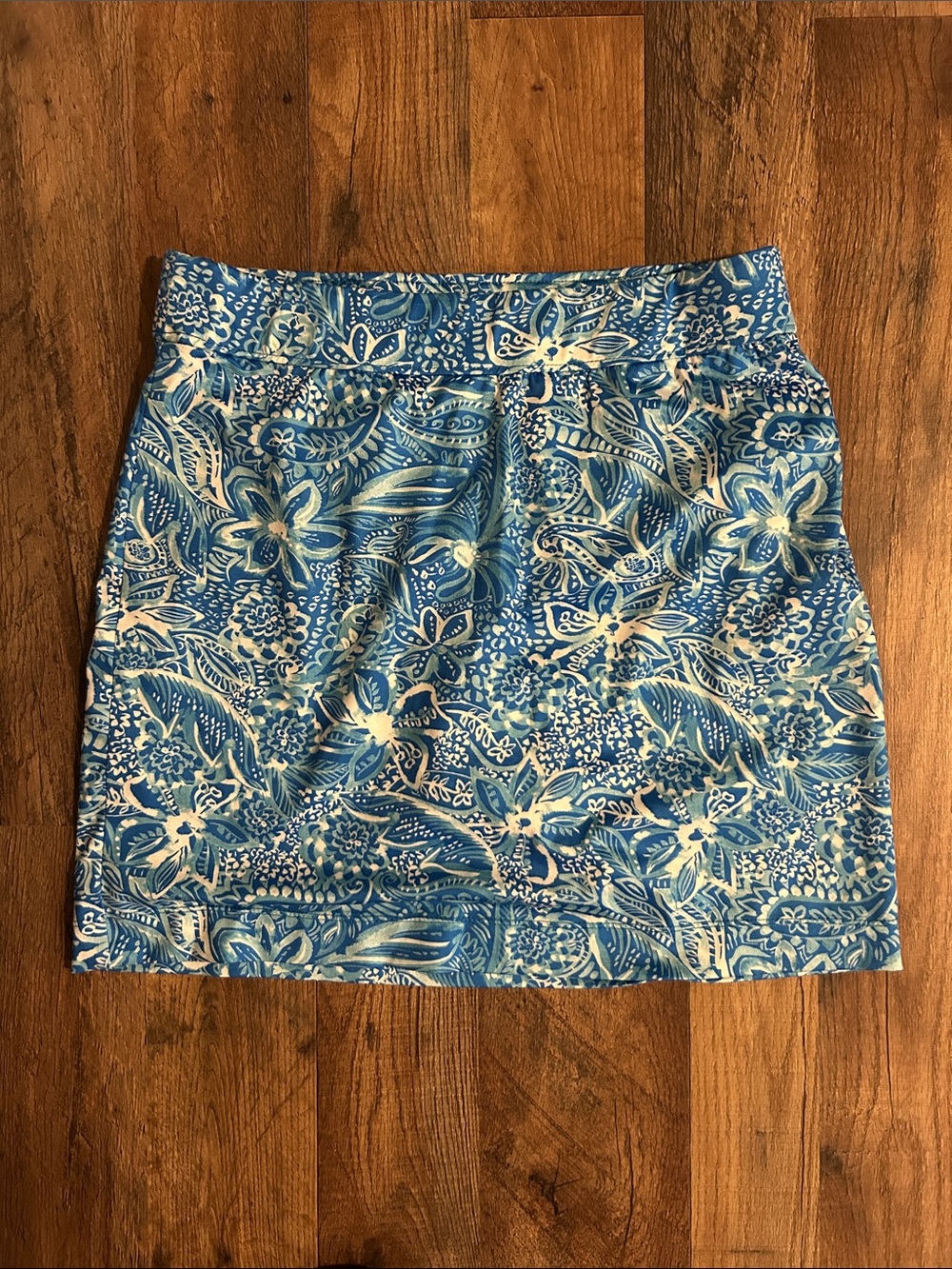Stella Parker Blue Tropical Pattern Athletic Mini Skort